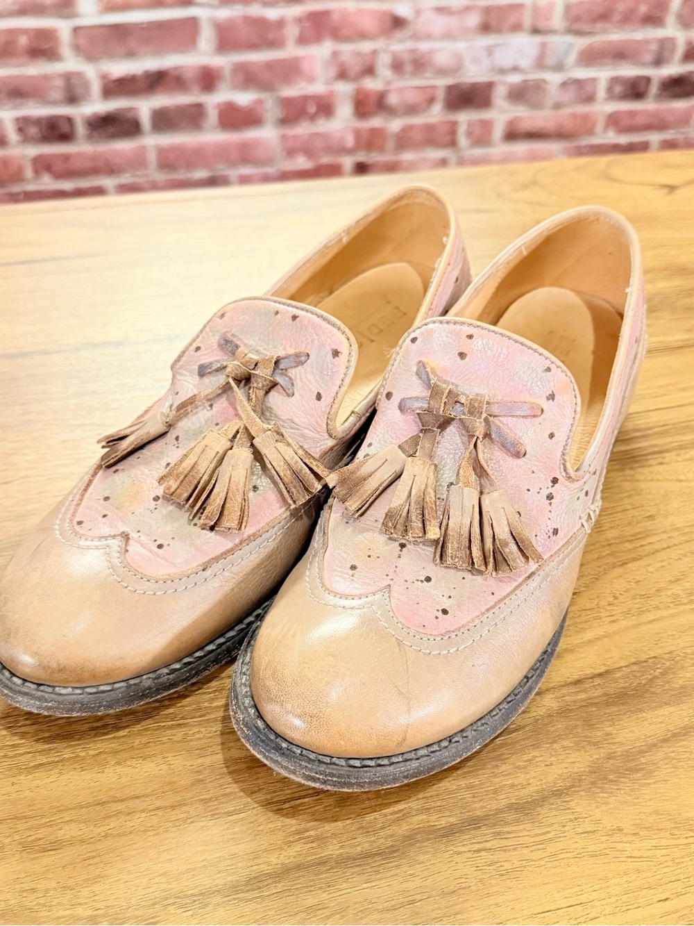 Bed Stu Pink and Tan Tassel Loafers